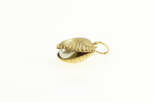 Load image into Gallery viewer, 14K Dark Grey Pearl Scallop Sea Shell Ocean Motif Charm/Pendant Yellow Gold