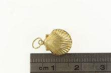 Load image into Gallery viewer, 14K Dark Grey Pearl Scallop Sea Shell Ocean Motif Charm/Pendant Yellow Gold