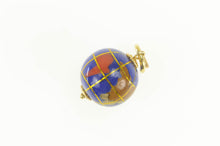 Load image into Gallery viewer, 14K Lapis Inlay Retro Globe Planet Earth Charm/Pendant Yellow Gold