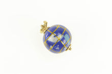Load image into Gallery viewer, 14K Lapis Inlay Retro Globe Planet Earth Charm/Pendant Yellow Gold