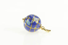 Load image into Gallery viewer, 14K Lapis Inlay Retro Globe Planet Earth Charm/Pendant Yellow Gold