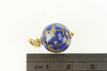 Load image into Gallery viewer, 14K Lapis Inlay Retro Globe Planet Earth Charm/Pendant Yellow Gold