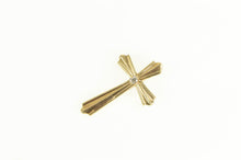 Load image into Gallery viewer, 14K Grooved Diamond Cross Christian Faith Pendant Yellow Gold