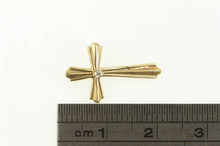 Load image into Gallery viewer, 14K Grooved Diamond Cross Christian Faith Pendant Yellow Gold