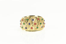 Load image into Gallery viewer, 14K Lattice Colorful Resin Dotted Domed Band Ring Yellow Gold