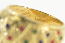 Load image into Gallery viewer, 14K Lattice Colorful Resin Dotted Domed Band Ring Yellow Gold