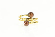Load image into Gallery viewer, Gold Filled Brown Pearl Twist Wrap Retro Spiral Statement Ring