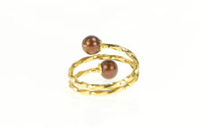 Load image into Gallery viewer, Gold Filled Brown Pearl Twist Wrap Retro Spiral Statement Ring