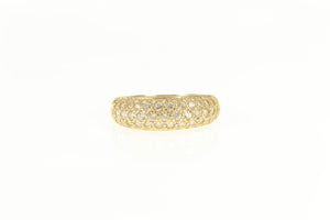 14K Pave Domed Cubic Zirconia Statement Band Ring Yellow Gold