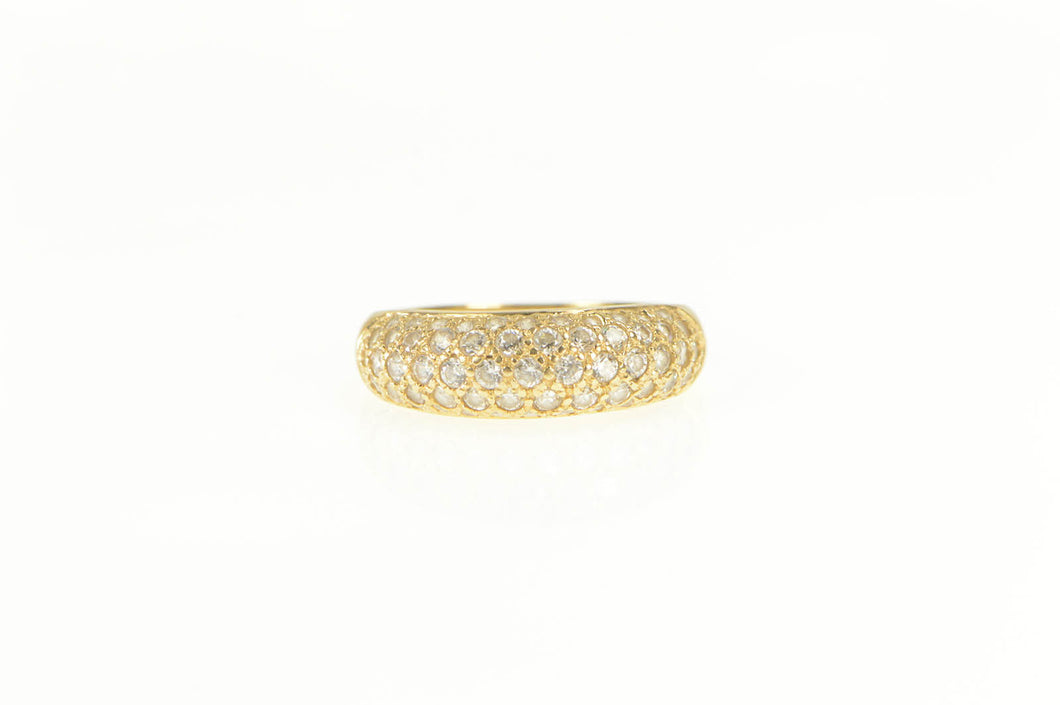 14K Pave Domed Cubic Zirconia Statement Band Ring Yellow Gold