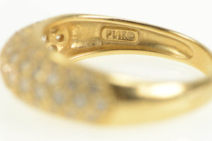 14K Pave Domed Cubic Zirconia Statement Band Ring Yellow Gold