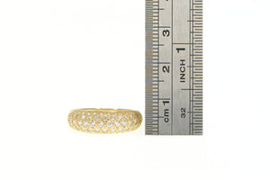 14K Pave Domed Cubic Zirconia Statement Band Ring Yellow Gold