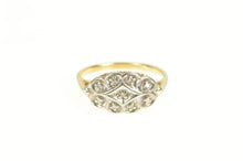 Load image into Gallery viewer, 14K 1950&#39;s Diamond Scalloped Oval Statement Ring Yellow Gold