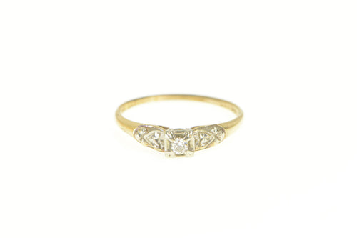 14K 1940's Classic Diamond Three Stone Promise Ring Yellow Gold