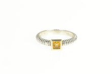 Load image into Gallery viewer, Sterling Silver 14K Gold Princess Citrine Twist Pattern Ring