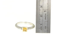 Load image into Gallery viewer, Sterling Silver 14K Gold Princess Citrine Twist Pattern Ring