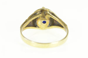 Gold Filled Victorian Syn. Sapphire Floral Engraved Ring