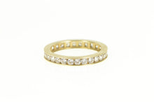 Load image into Gallery viewer, 14K Round Eternity Anniversary Band Cubic Zirconia Ring Yellow Gold