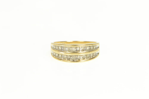 10K Tiered Diamond Channel Graduated Band Ring Yellow Gold