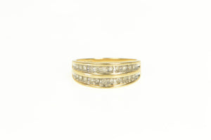 10K Tiered Diamond Channel Graduated Band Ring Yellow Gold