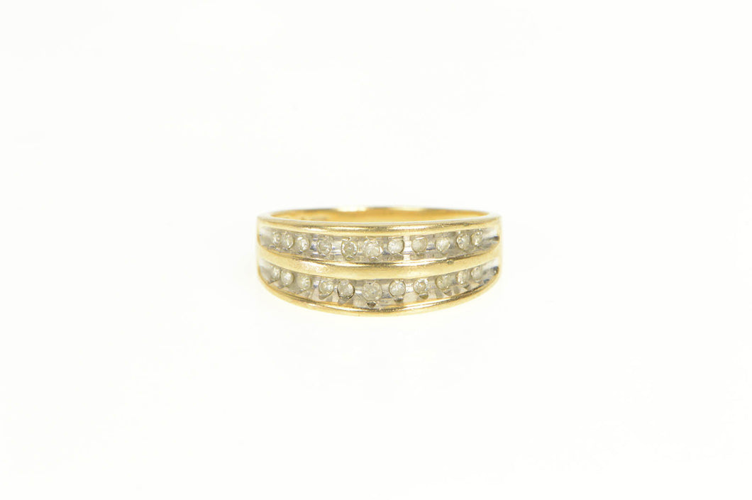 10K Tiered Diamond Channel Graduated Band Ring Yellow Gold