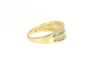 10K Tiered Diamond Channel Graduated Band Ring Yellow Gold