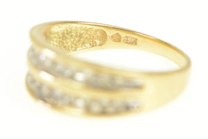 10K Tiered Diamond Channel Graduated Band Ring Yellow Gold