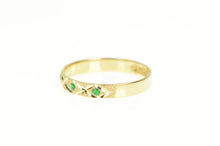 Load image into Gallery viewer, 14K Textured Lattice Pattern Green Enamel Band Ring Yellow Gold