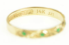 Load image into Gallery viewer, 14K Textured Lattice Pattern Green Enamel Band Ring Yellow Gold