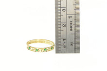 Load image into Gallery viewer, 14K Textured Lattice Pattern Green Enamel Band Ring Yellow Gold