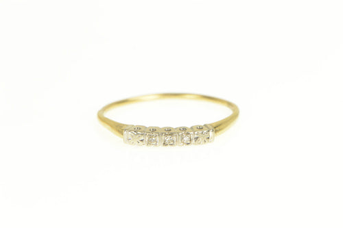 14K 1950's Diamond Inset Blossom Wedding Band Ring Yellow Gold