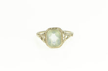 Load image into Gallery viewer, 18K Ornate Art Deco Filigree Blue Topaz Statement Ring Yellow Gold