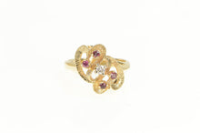 Load image into Gallery viewer, 10K 1950&#39;s Natural Ruby Diamond Heart Bypass Ring Yellow Gold