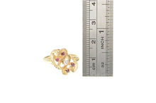Load image into Gallery viewer, 10K 1950&#39;s Natural Ruby Diamond Heart Bypass Ring Yellow Gold