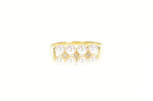 Load image into Gallery viewer, 14K Pearl Squared Row Cluster Diamond Accent Ring Yellow Gold