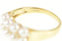 Load image into Gallery viewer, 14K Pearl Squared Row Cluster Diamond Accent Ring Yellow Gold