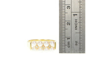 Load image into Gallery viewer, 14K Pearl Squared Row Cluster Diamond Accent Ring Yellow Gold