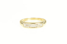 Load image into Gallery viewer, 14K Three Stone Baguette CZ Wedding Band Ring Yellow Gold