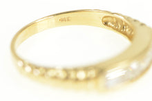 Load image into Gallery viewer, 14K Three Stone Baguette CZ Wedding Band Ring Yellow Gold