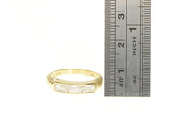 Load image into Gallery viewer, 14K Three Stone Baguette CZ Wedding Band Ring Yellow Gold