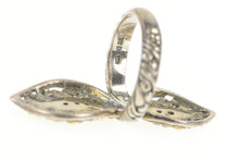 Load image into Gallery viewer, Sterling Silver Two Tone 18k Gold Filigree CZ Bypass Vine Ring