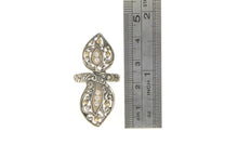 Load image into Gallery viewer, Sterling Silver Two Tone 18k Gold Filigree CZ Bypass Vine Ring