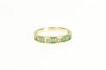 Load image into Gallery viewer, 14K Natural Emerald Diamond Wedding Band Ring Yellow Gold