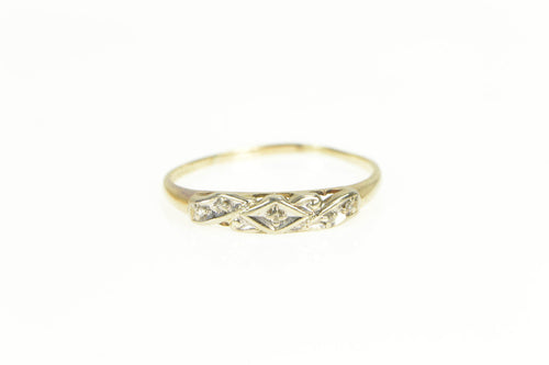 14K Classic Diamond 1940's Wedding Band Ring Yellow Gold