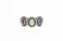 Load image into Gallery viewer, Sterling Silver Sugilite Lapis Turquoise Twist Pattern Band Ring