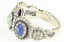 Load image into Gallery viewer, Sterling Silver Sugilite Lapis Turquoise Twist Pattern Band Ring