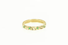Load image into Gallery viewer, 14K Textured Lattice Pattern Green Enamel Band Ring Yellow Gold