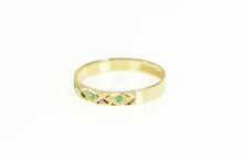 Load image into Gallery viewer, 14K Textured Lattice Pattern Green Enamel Band Ring Yellow Gold