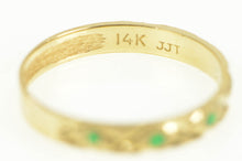 Load image into Gallery viewer, 14K Textured Lattice Pattern Green Enamel Band Ring Yellow Gold