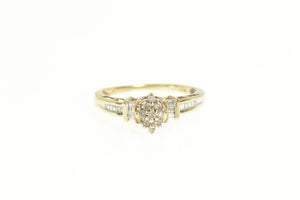 10K Diamond Cluster Baguette Accent Engagement Ring Yellow Gold